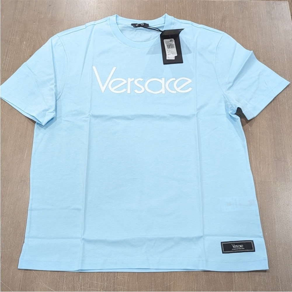 Versace Light Blue Short Sleeve Tee 100% Authentic & New